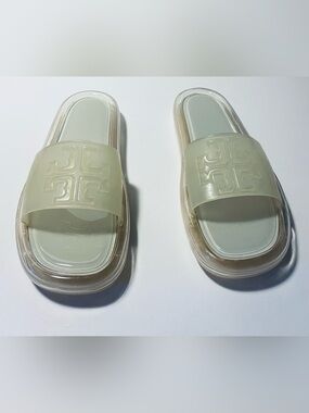 TORY BURCH Women’s  Size 8B / EUR 39 BUBBLE JELLY SLIDES Sandals Clear Ivory NEW